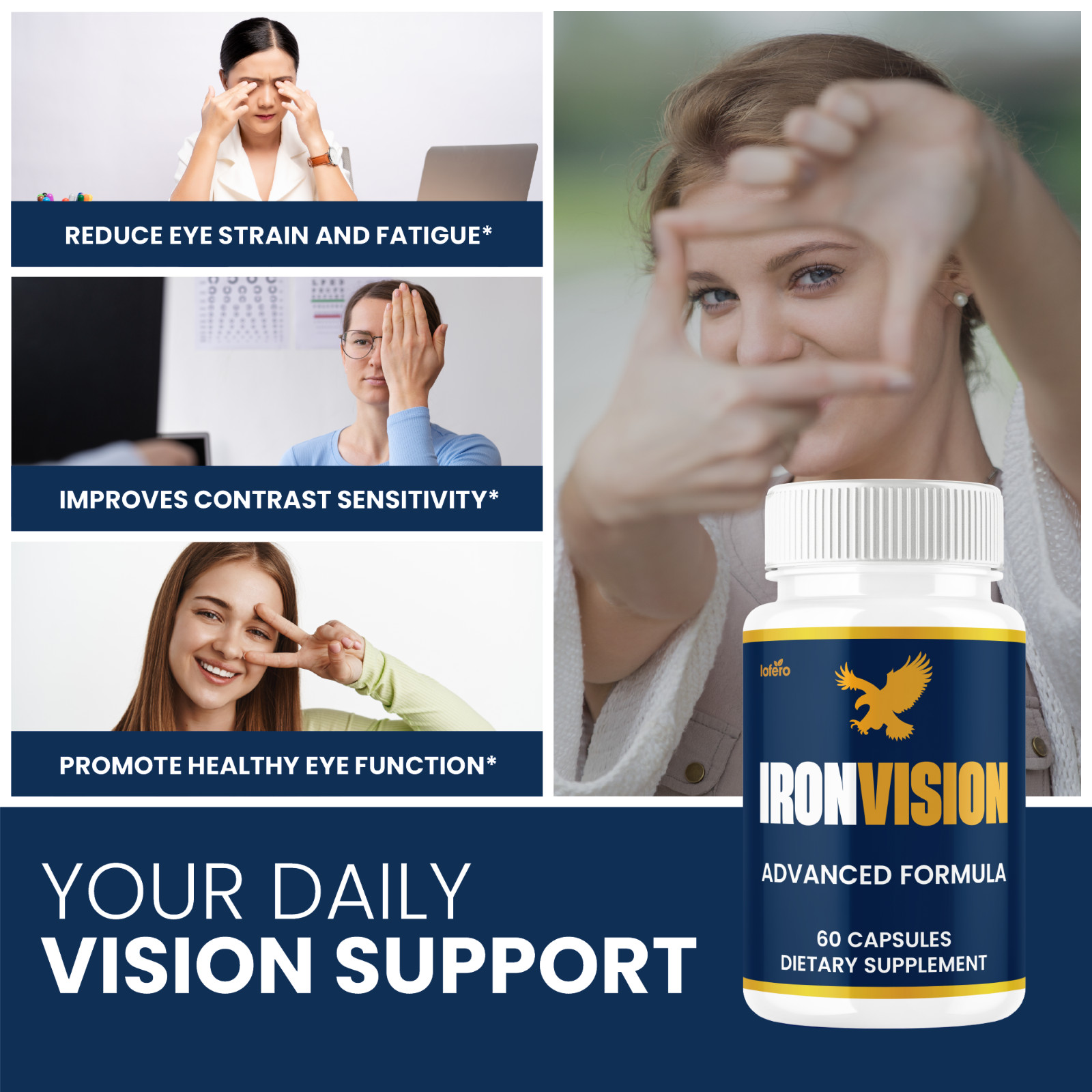 (3 Pack) Iron Vision Support Pills IronVision Healthy Eye Supplement (180ct)