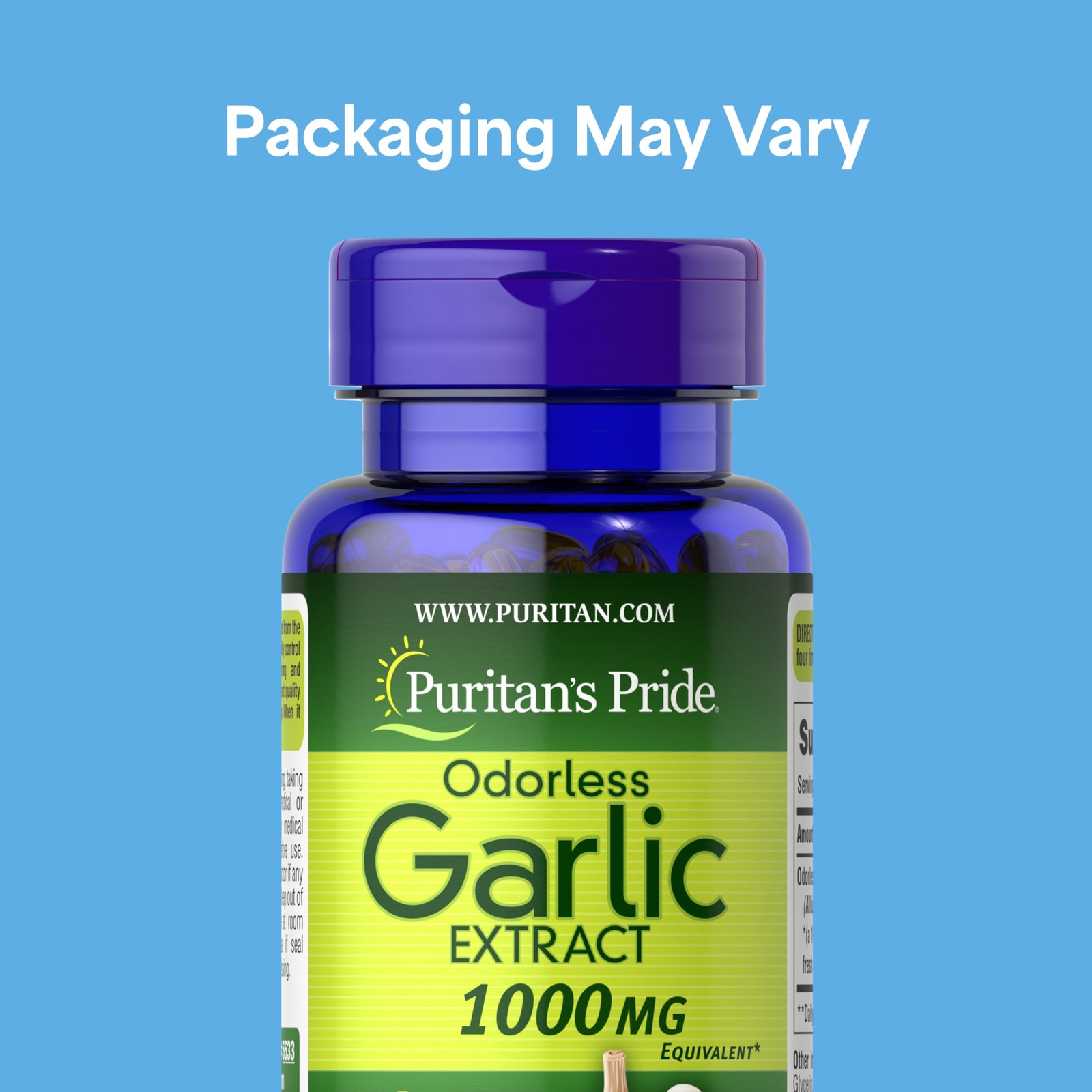 Puritan’s Pride Premium Odorless Garlic Fresh 250 Count (Pack of 1), Yellow