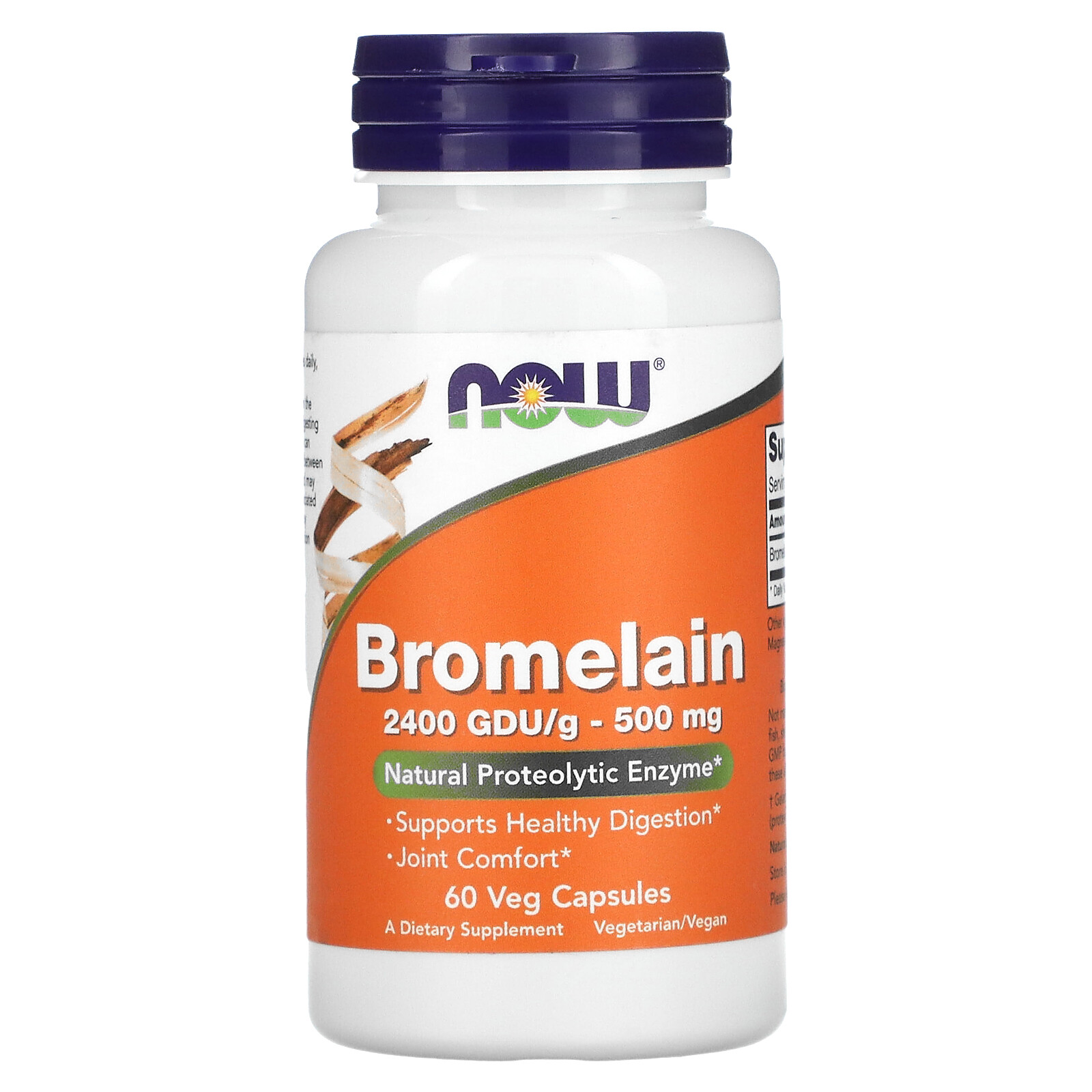 Now Foods Bromelain 500 mg 60 Veg Capsules GMP Quality Assured, Vegan,