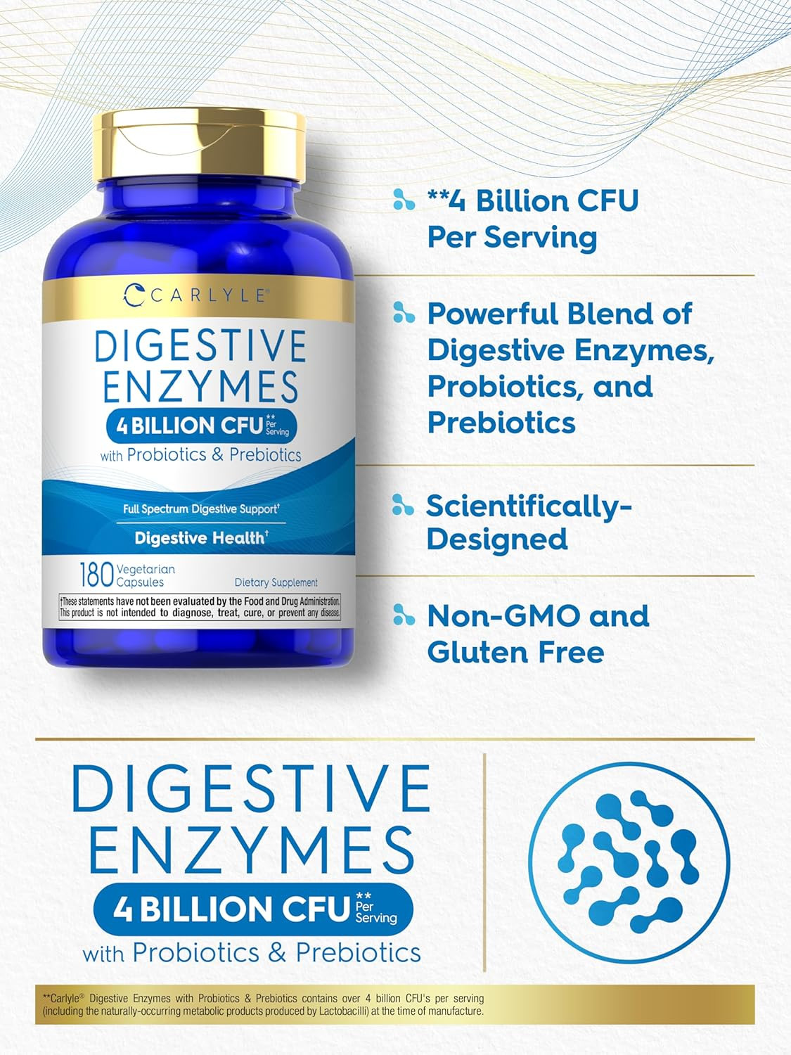 Digestive Enzymes | with Probiotics & Prebiotics | 180 Capsules | Non-Gmo and Gl