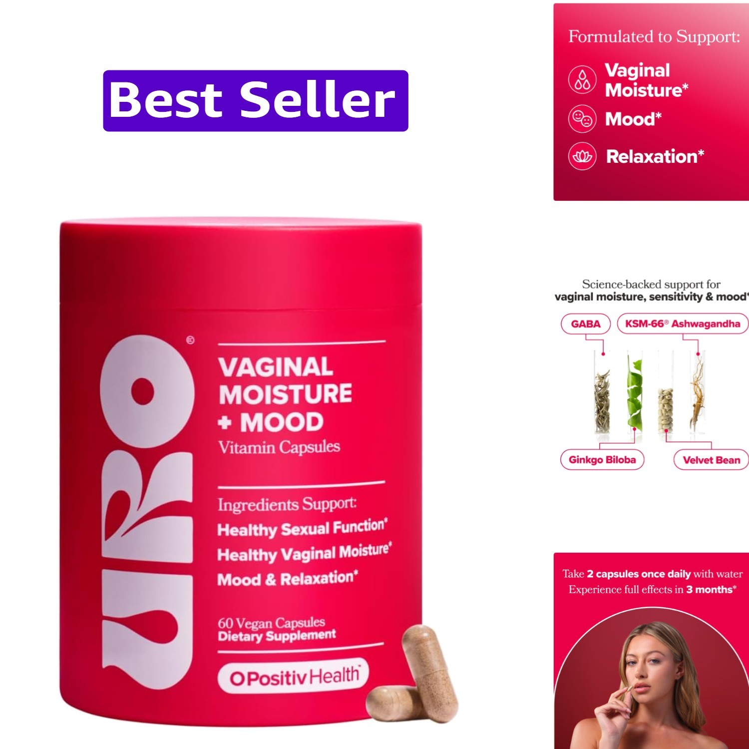 URO Vaginal Moisture & Mood – Formulated to Support Vaginal Moisture, Mood & …