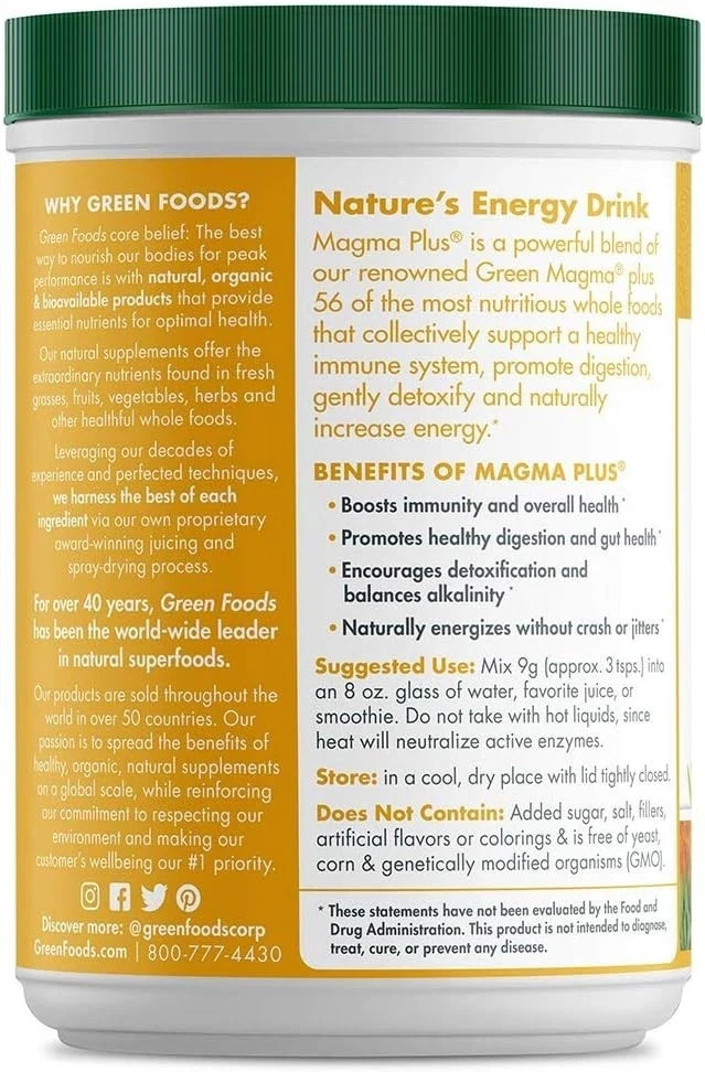 Green Foods Magma Plus – The Ultimate Superfood 10.6 oz Each (Pack of 3)