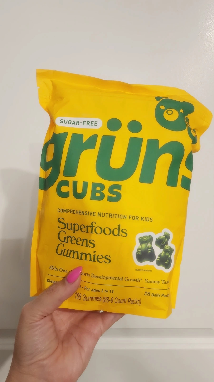 Gruns Cubs Superfoods Greens Gummies For Kids 28 Packs, 168 Gummies NEW IN BAG.