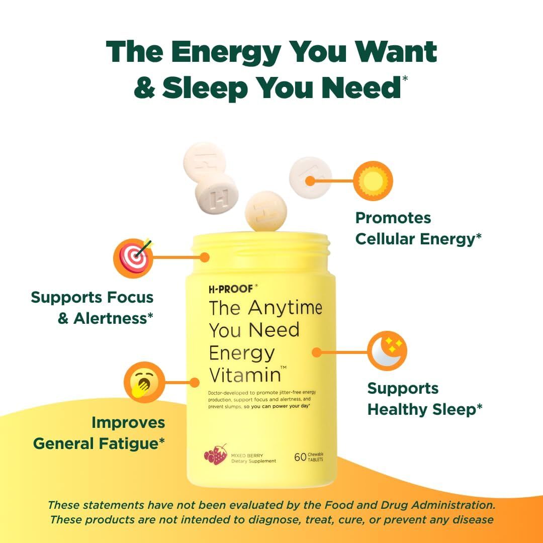 H-PROOF The Anytime You Need Energy Vitamin for Sustained Energy Focus & Aler…