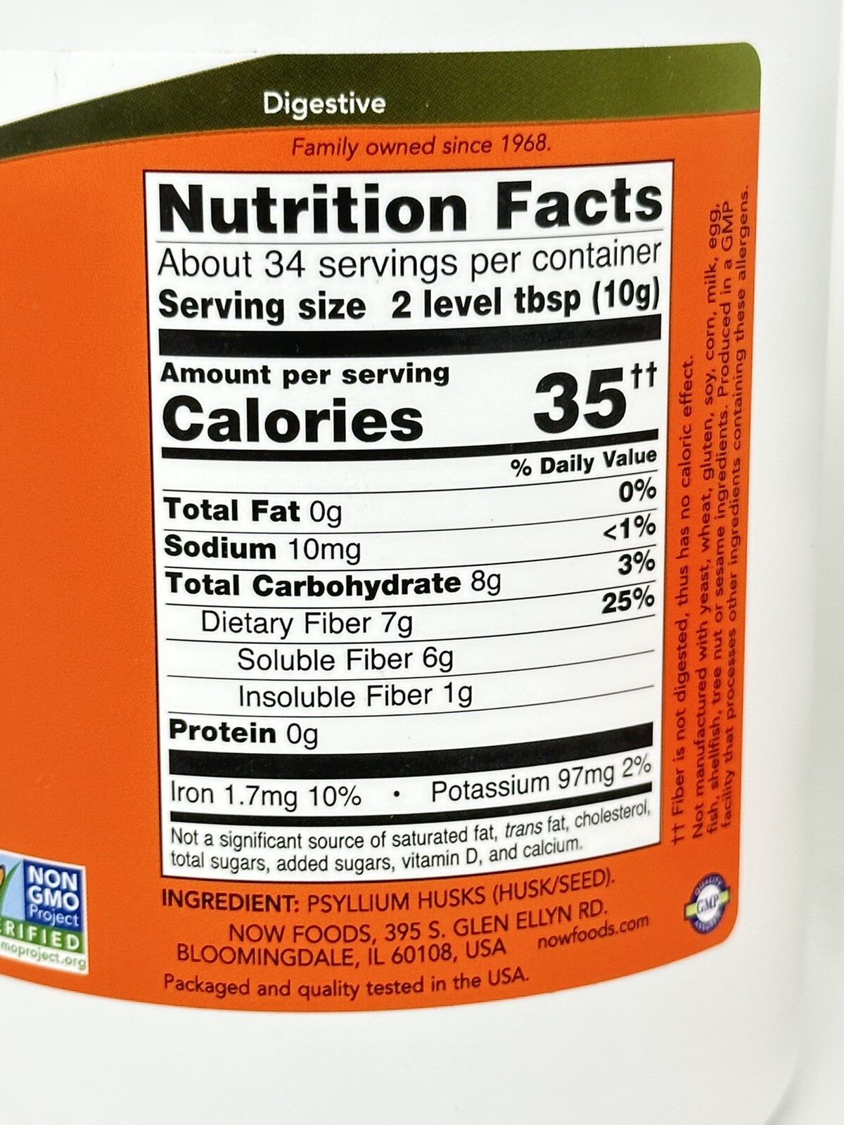 (2 PACK) Now Foods Whole Psyllium Husk Husks Soluble Fiber, 12 oz,EXP 11/2026.