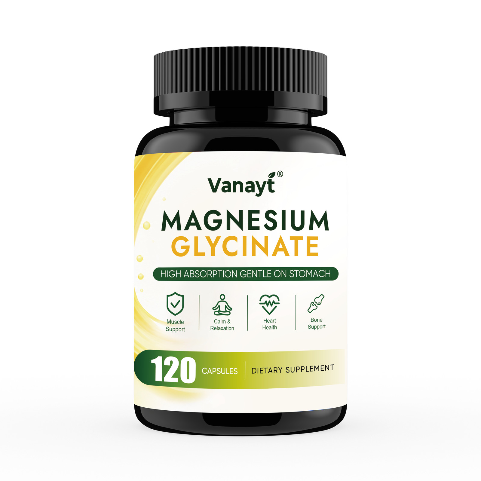 Magnesium Glycinate 500mg 120 Capsules High Absorption Supplement Vegetarian