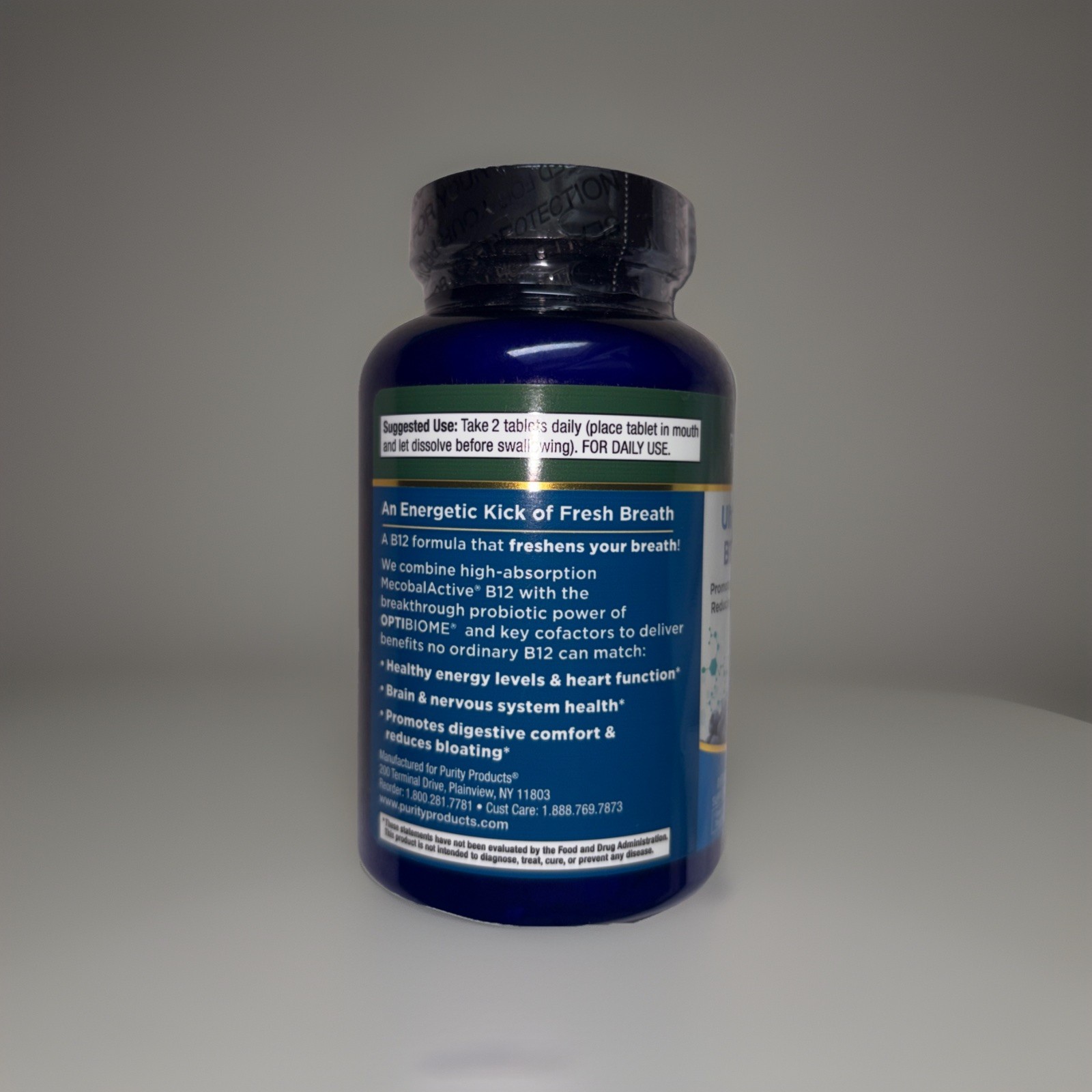 Purity Products B-12 Energy Ultra Fresh Breath Blue Ice Mint Melt – 60 Tablets