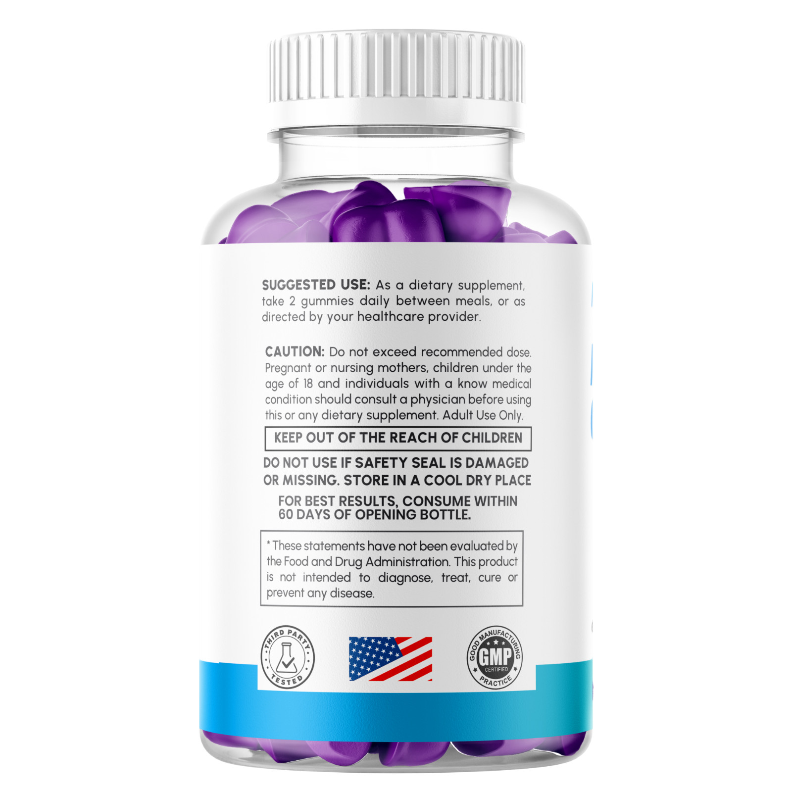 (1 Pack) Pure Vantage ACV Gummys Male Health Support Supplement 60 Gummies