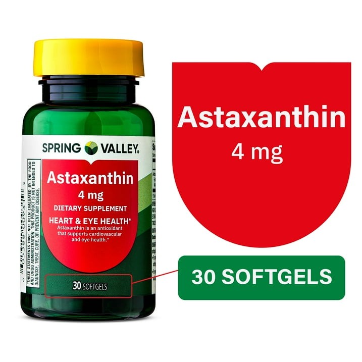 2 Pack Spring Valley Astaxanthin 4mg Softgels Heart & Eye Health, 30 Count
