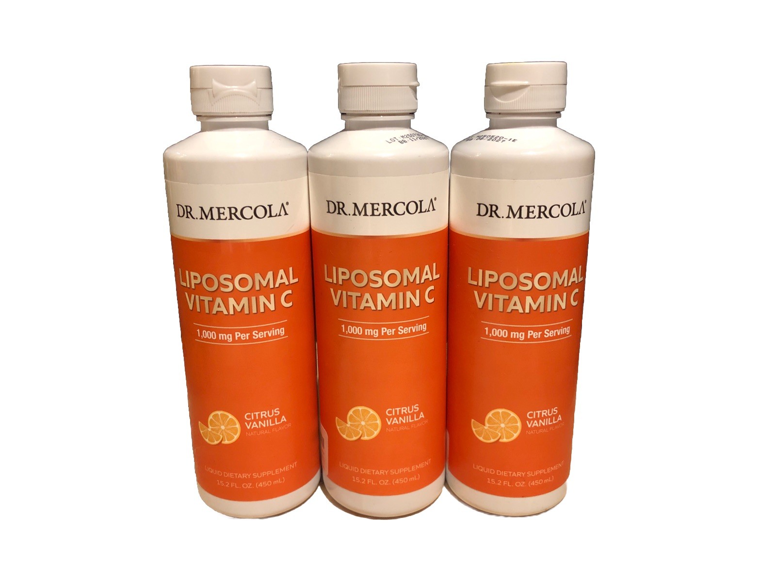 Dr. Mercola Liquid Liposomal Vitamin C, Pack of 3 Citrus Vanilla 15.2 fl oz