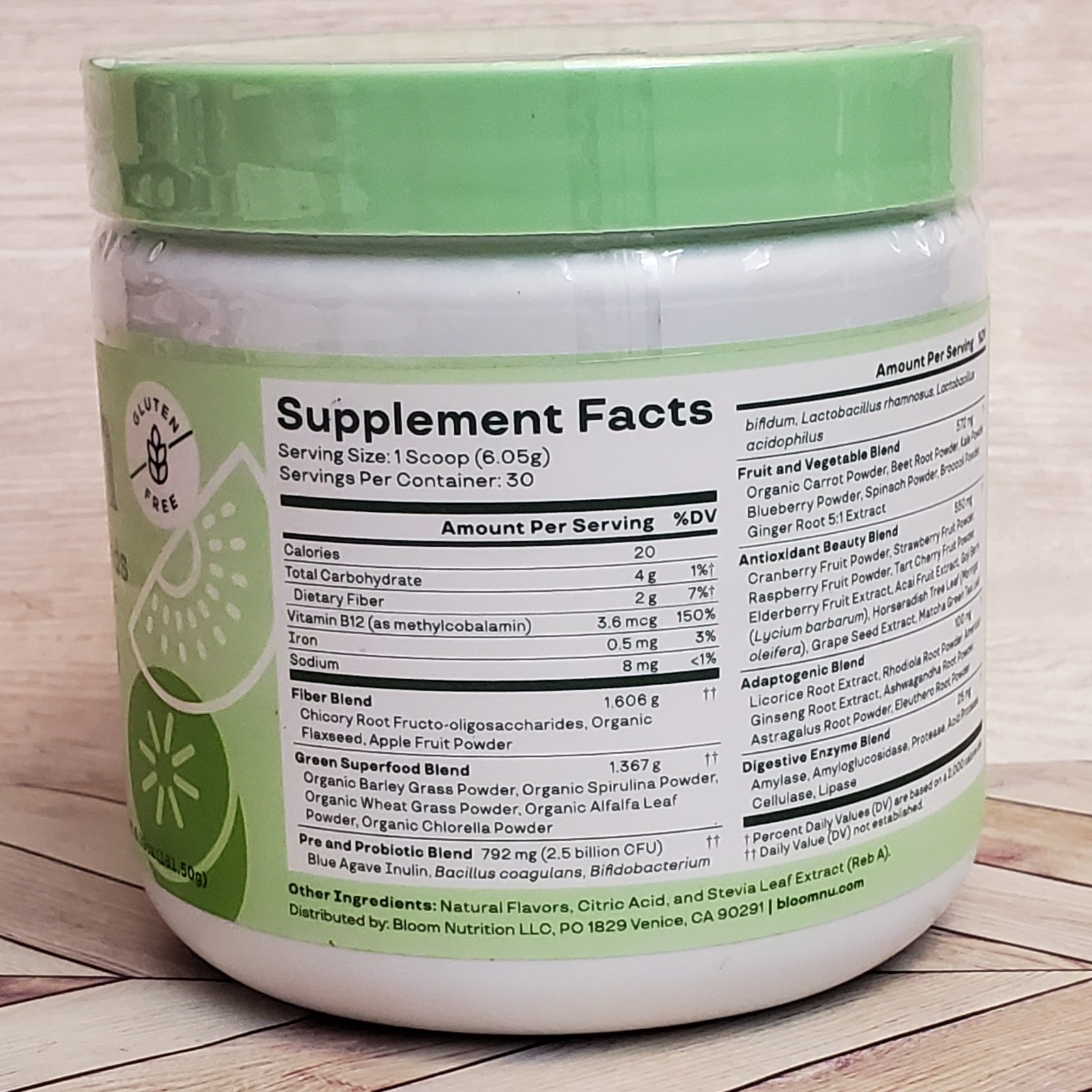 Bloom Nutrition Strawberry Kiwi Greens Superfoods 30 Servings Digestion Energy