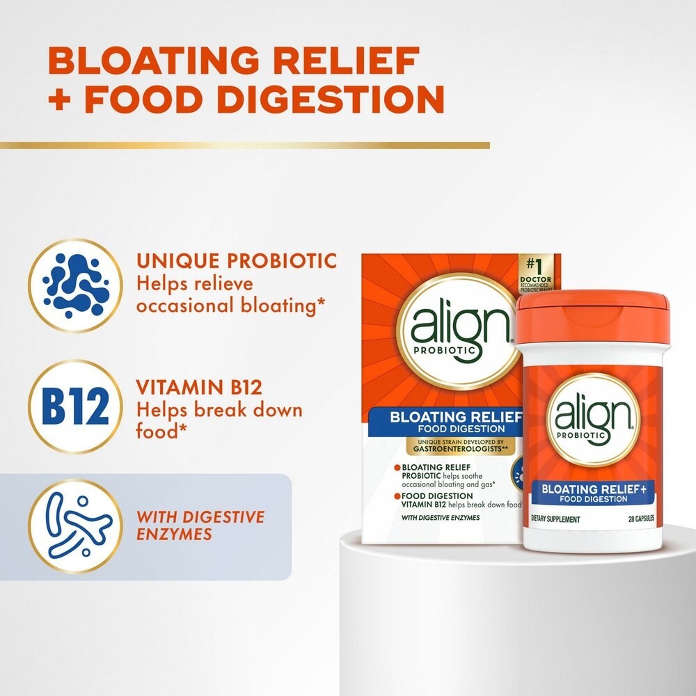 Align Probiotic Bloating Relief + Food Digestion, 28 CT