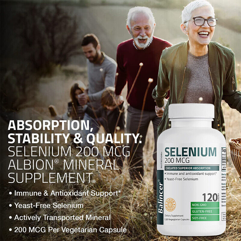 Selenium Without Yeast 200 Mcg 30/60/120 Capsules Support Immune Antioxidants