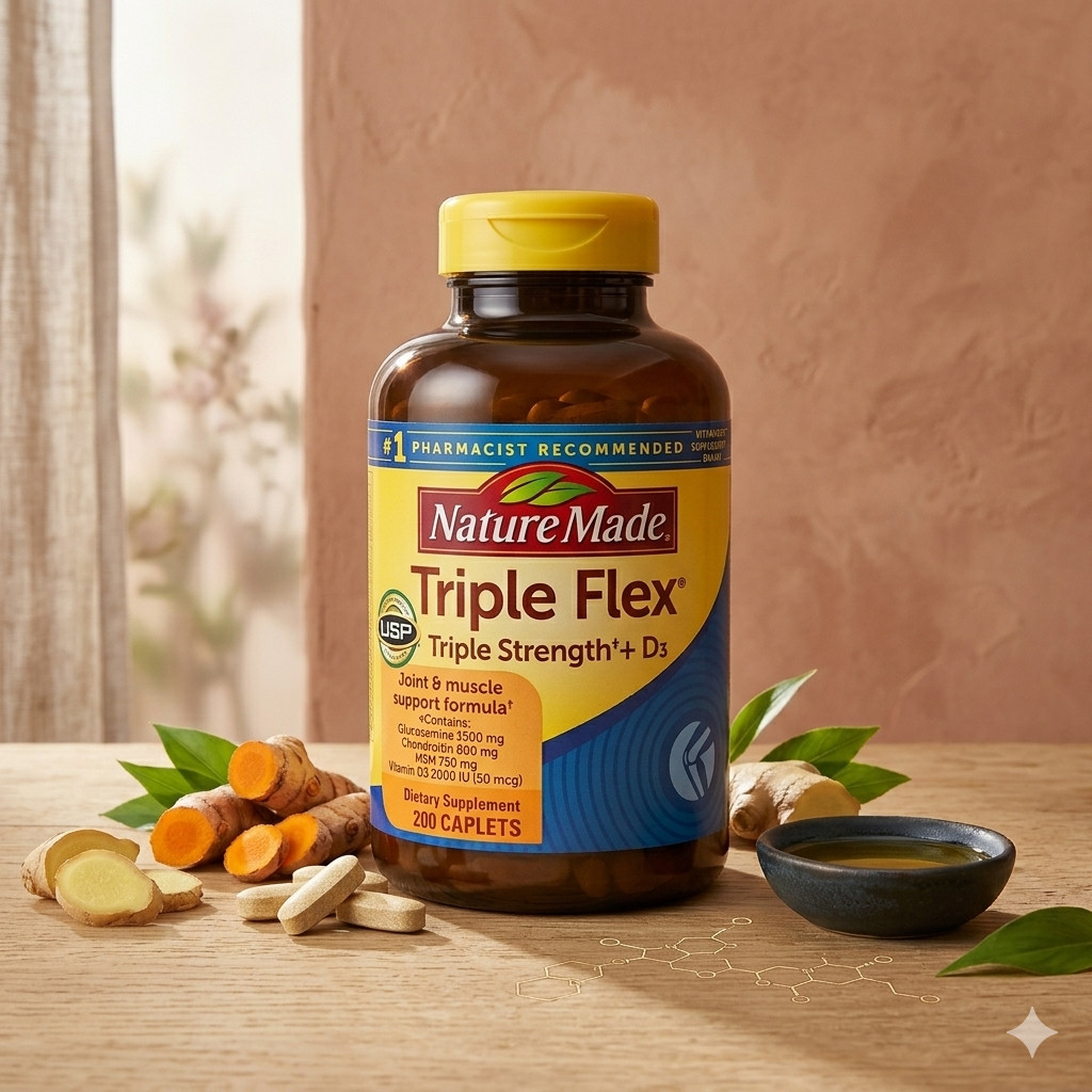 Nature Made Triple Flex Triple Strength + D3 – Joint & Muscle Support Caplets US
