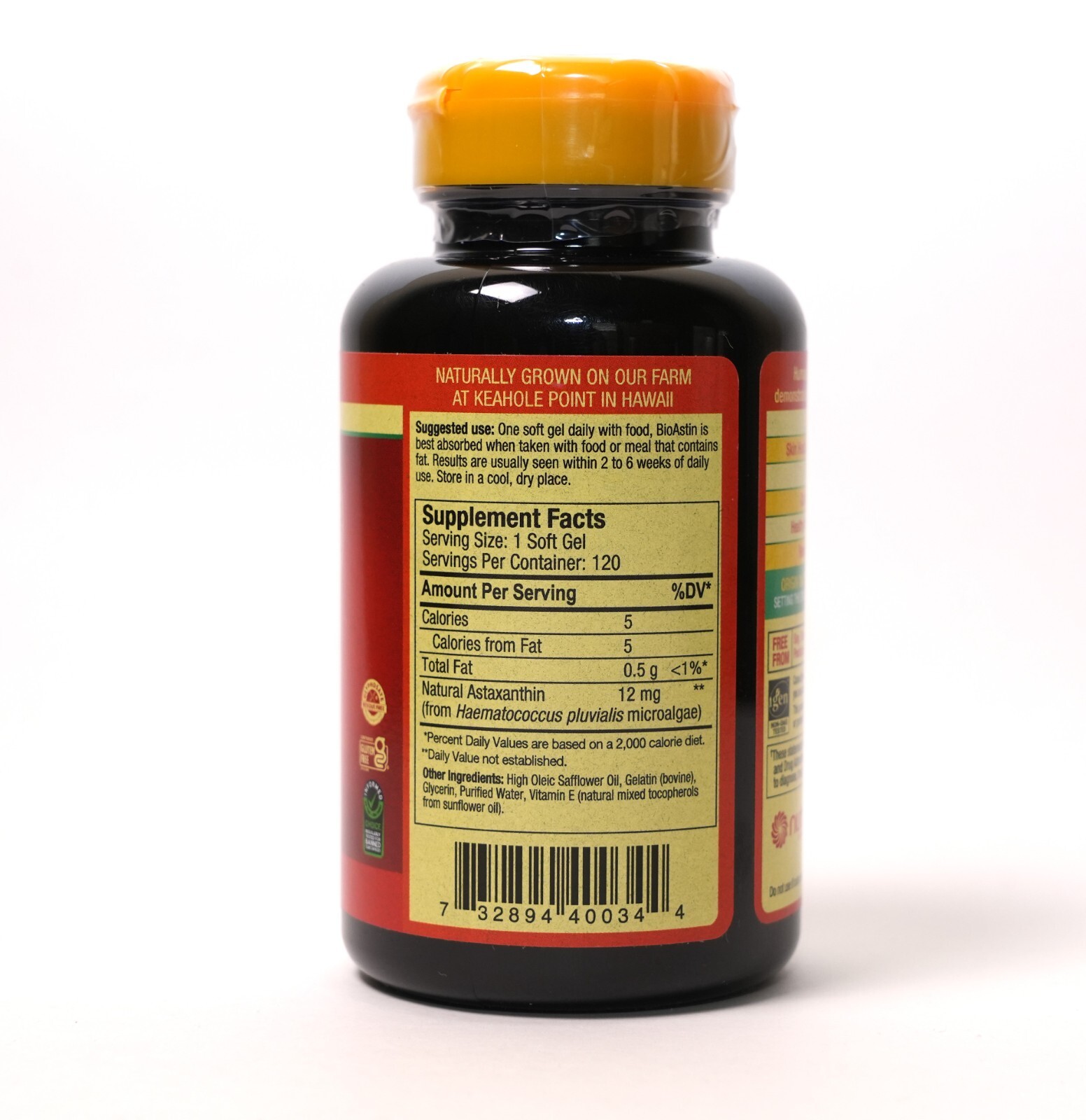 BioAstin Pure Natural Hawaiian Astaxanthin 12 mg., 120 Gel Caps Exp 05/2027