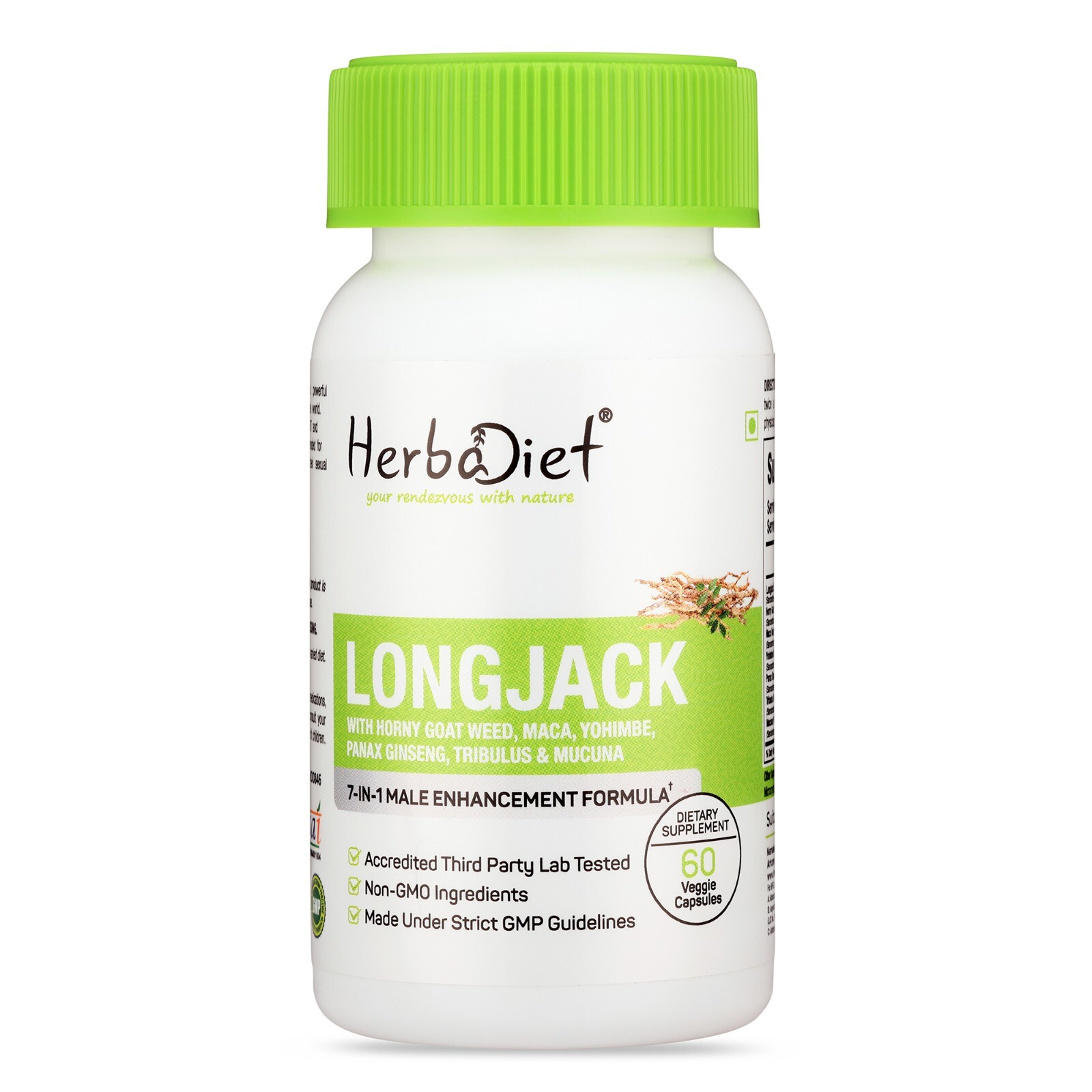 Longjack Capsules with Horny Goat Weed, Maca, Ginseng, Tribulus – Vitality Blend