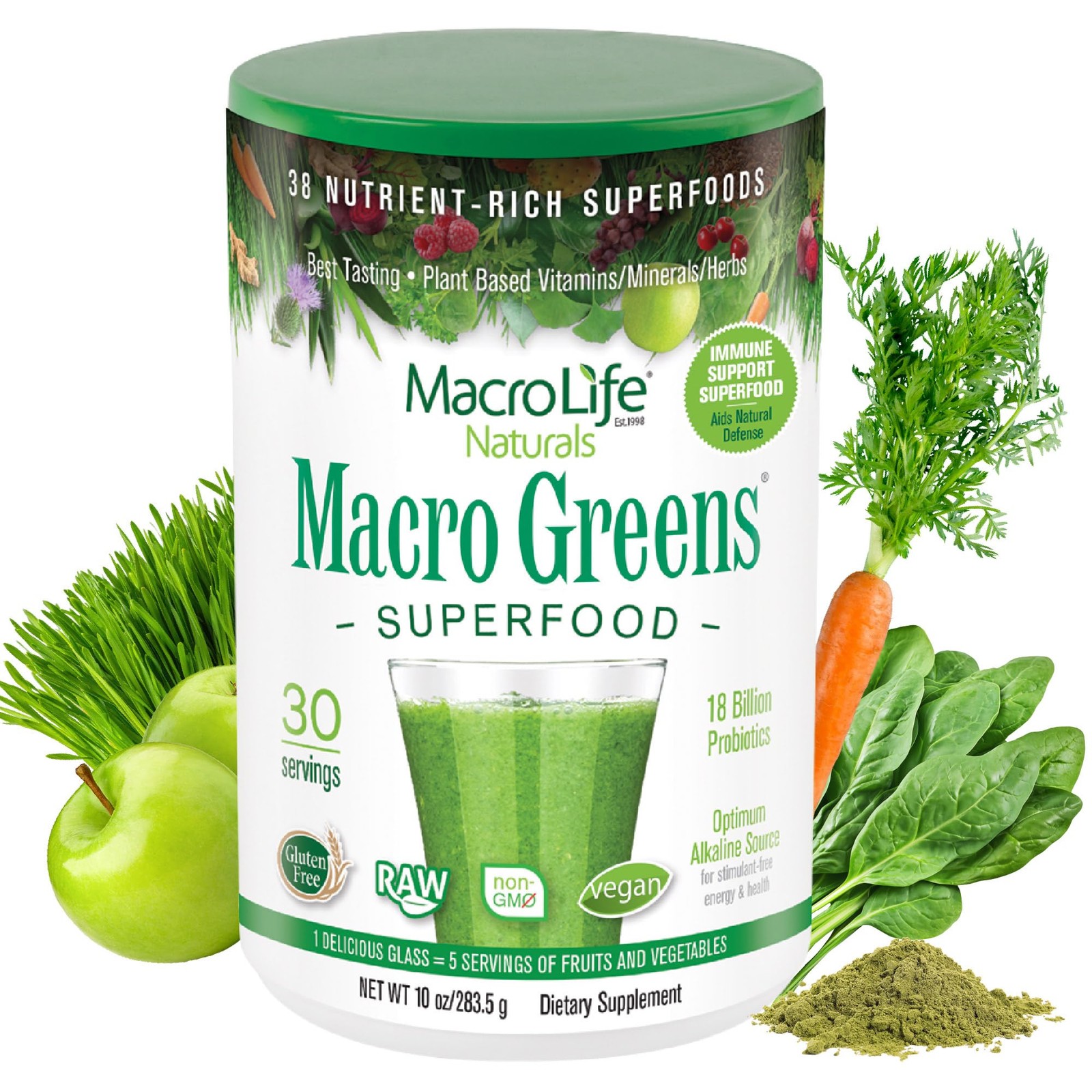 MacroLife Naturals Macro Greens Superfood Powder – 38 Superfoods with Probiot…