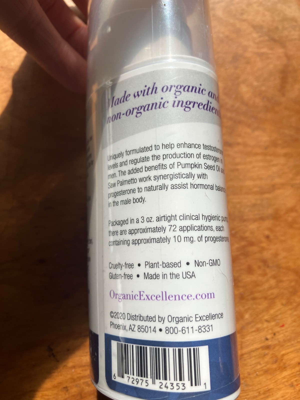 organic excellence masculine balance therapy bioidentical, USP, progesterone cre