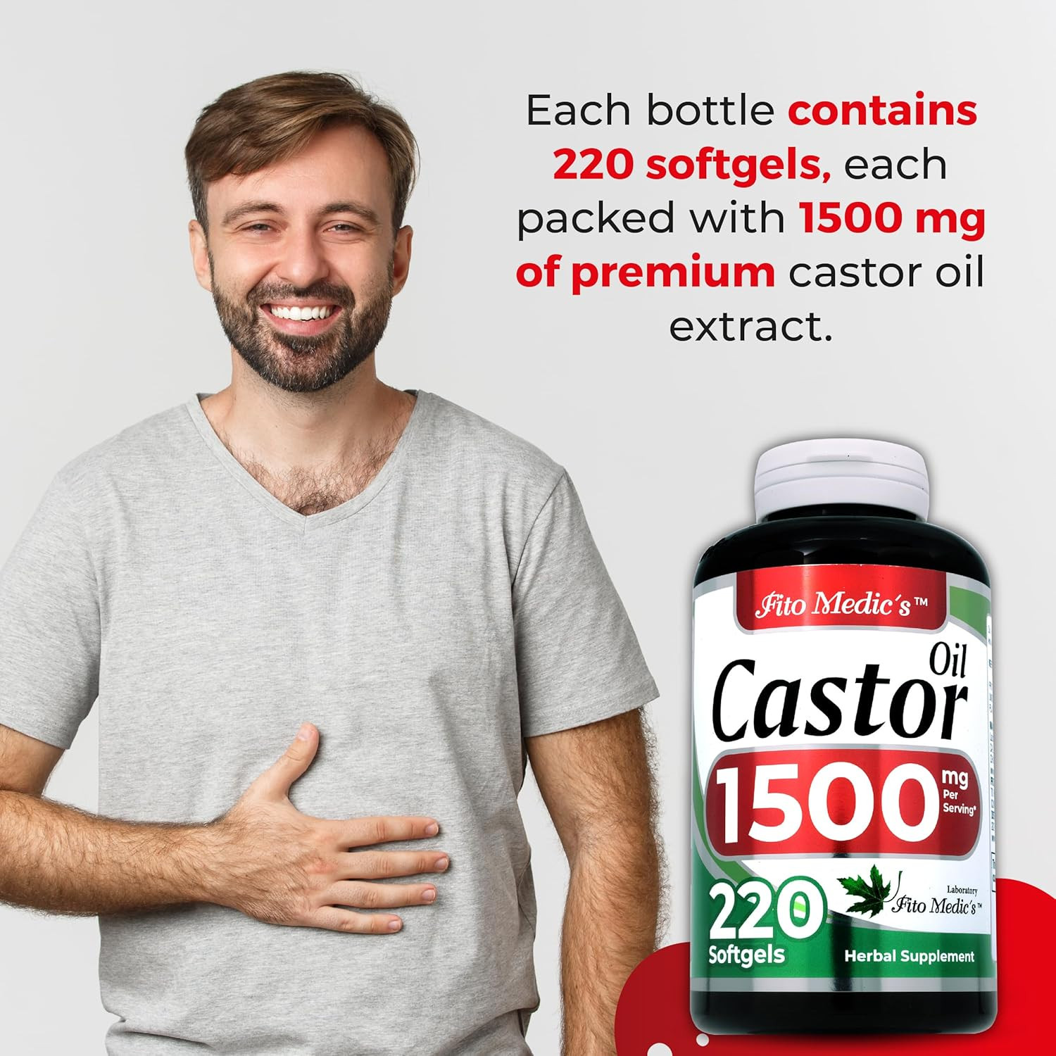 Lab | Castor Oil Pills |220 Softgels | Castor Oil Softgels | Concentrate Extract