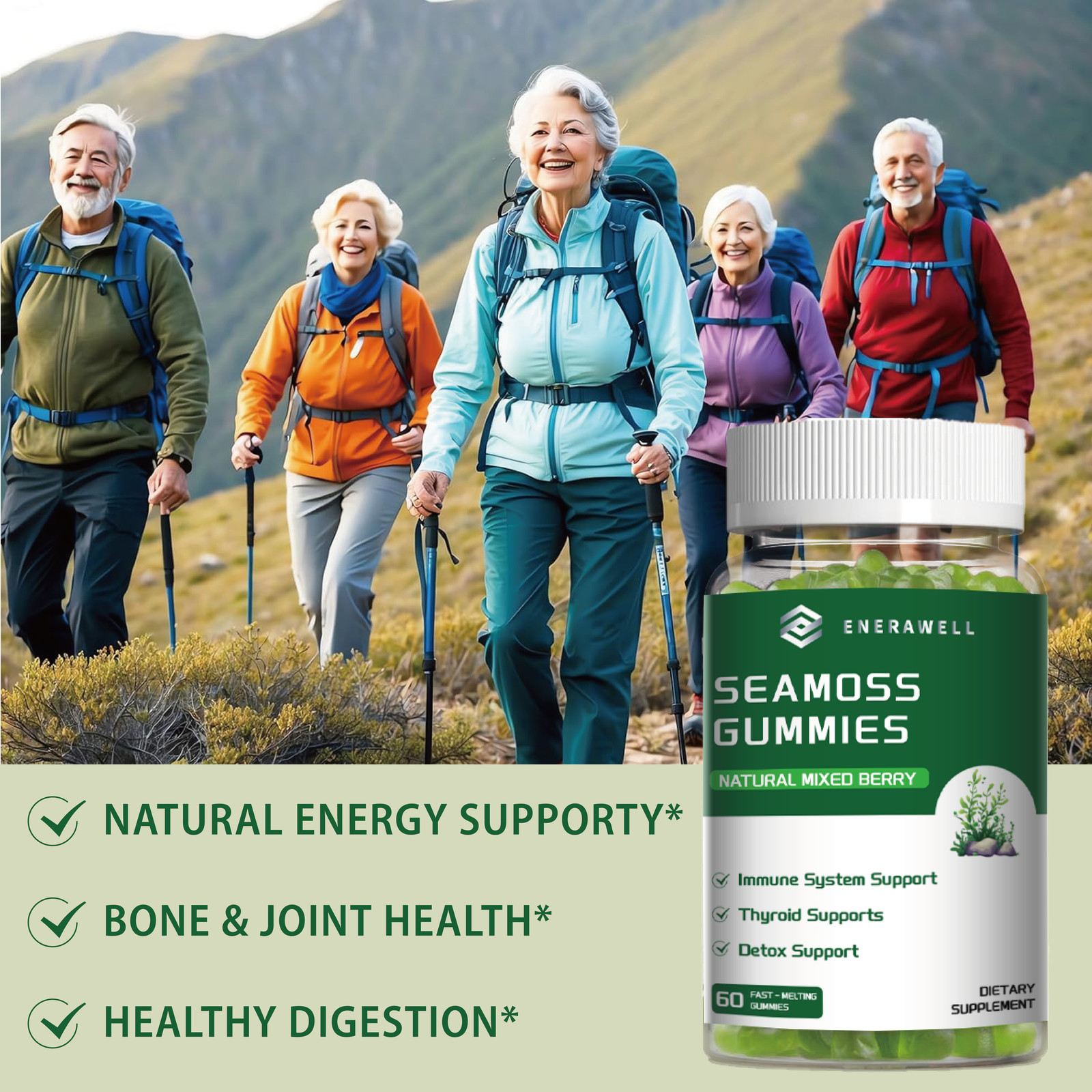 3x Sea Moss Gummies 1300mg-Irish sea Moss,Bladderwrack,Immune Support 02/07/2027