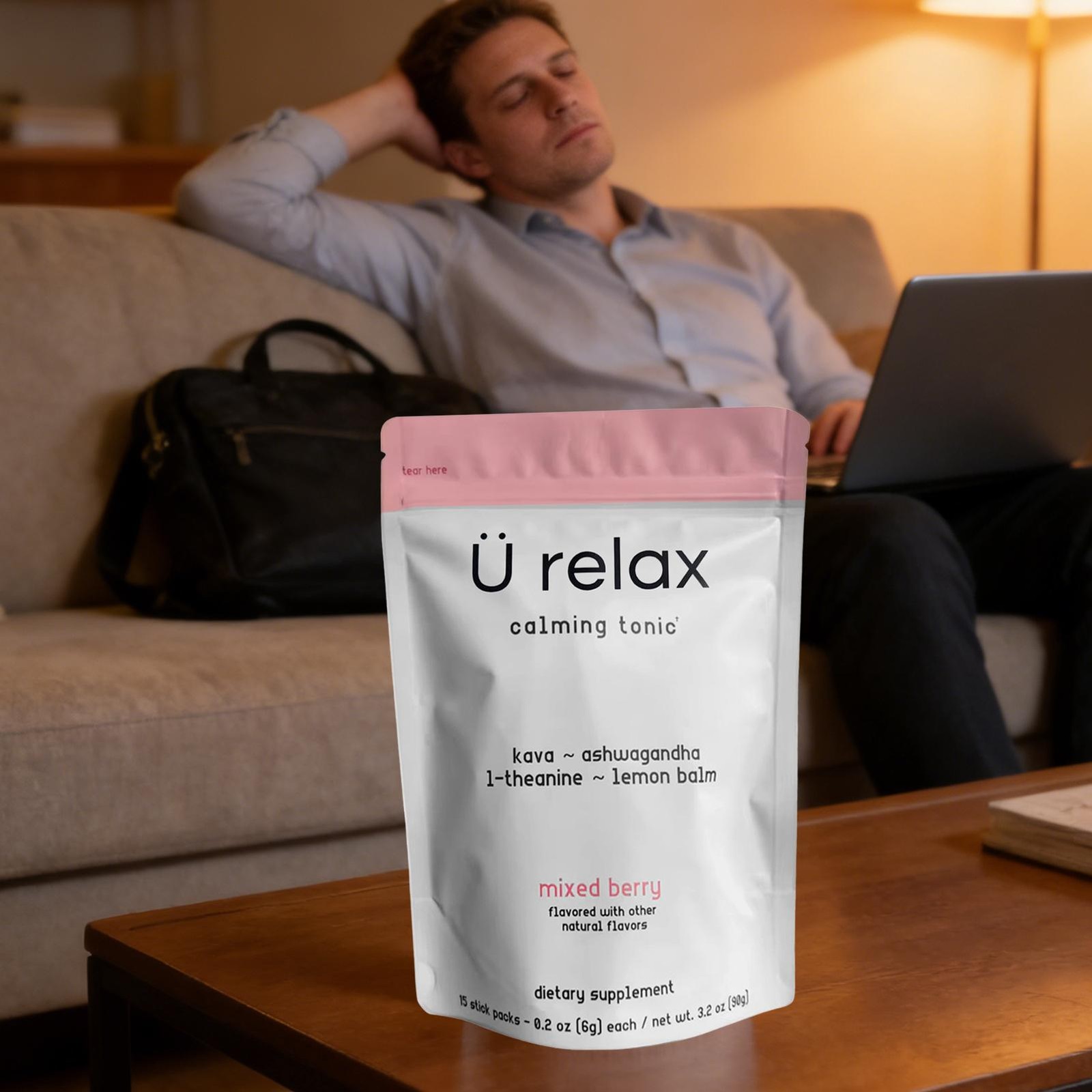 U Relax Calming Tonic- 15 Packets MIXED BERRY Flavor Relax Calming Drink