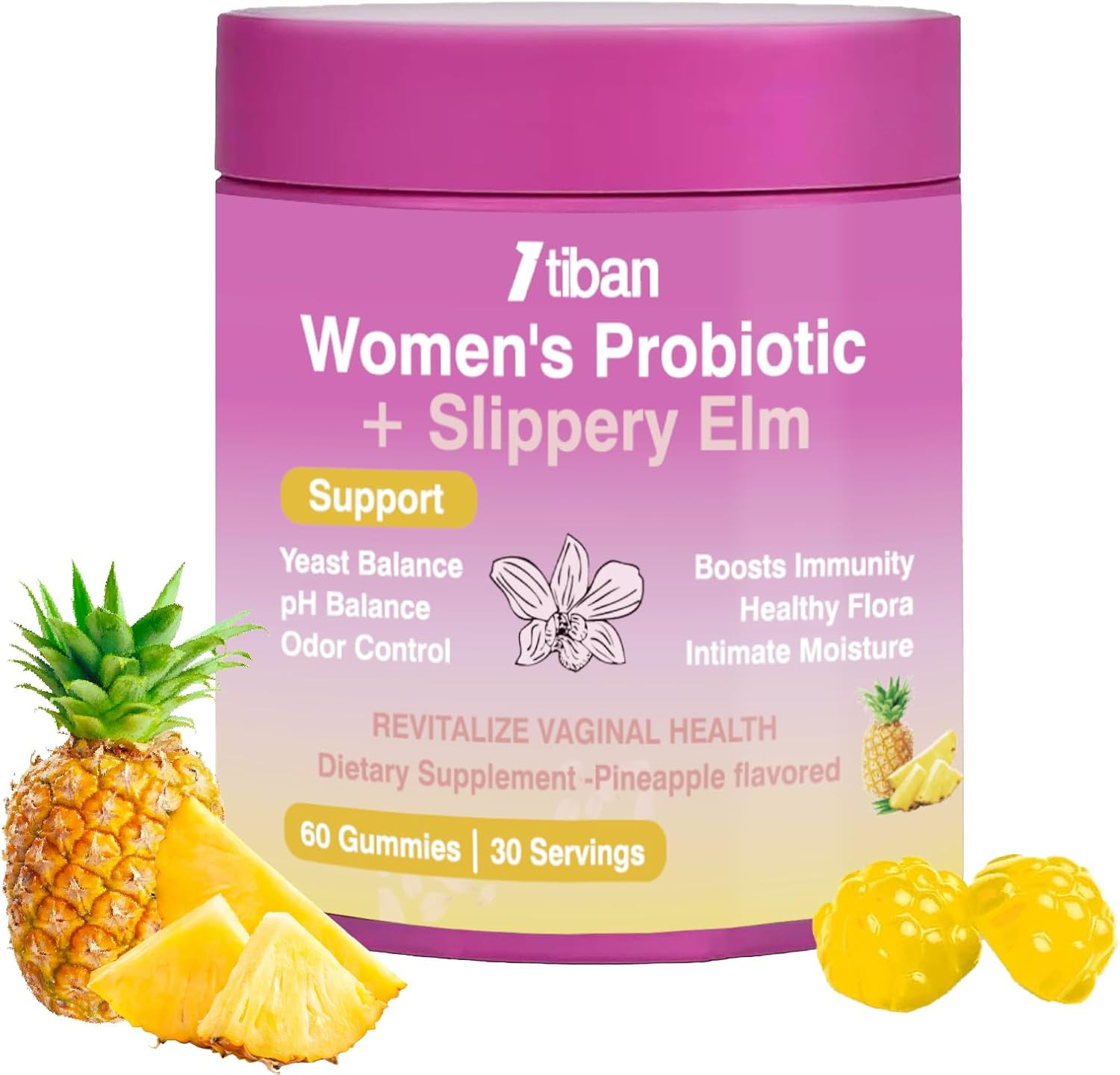 Vaginal Probiotics Gummies for Women, pH Balance & Digestive Support, 60 Count