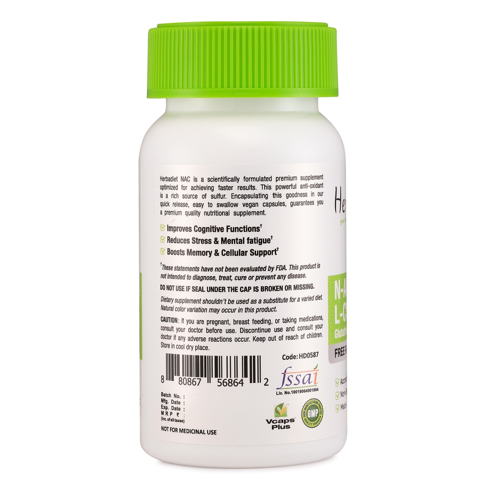 NAC N-Acetyl L-Cysteine Veg Capsules Antioxidant 800mg Best NAC Supplement Amino