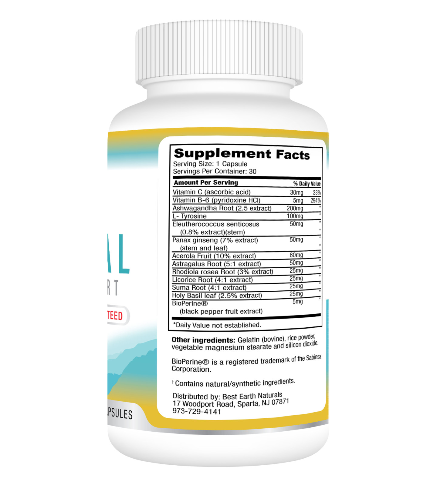 Adrenal Support Cortisol Energy Management Supplement by Best Earth Naturals