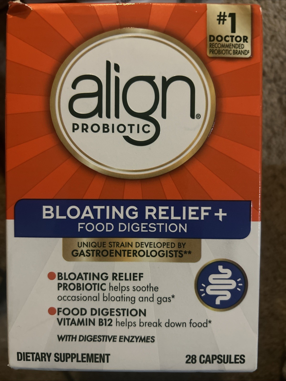 Exp 07/2027 Align Probiotic Bloating Relief+Food Digestion 28 CT EXP 07/27 #534