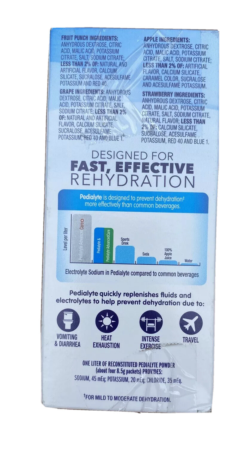 Pedialyte Electrolyte Drink Powder Sticks 8 Powder Packets Variety Pack 2.4 Oz