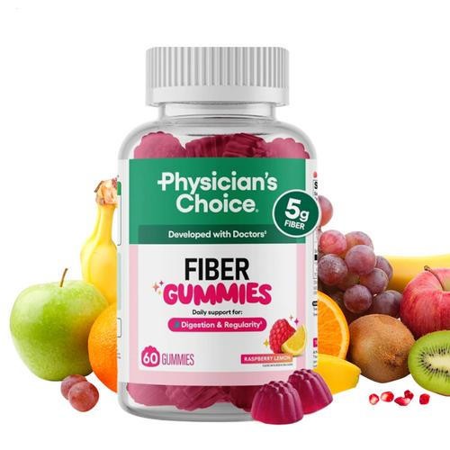 Physician’s Choice Fiber Gummies ideal for Digestive Health & Regularity – Raspb