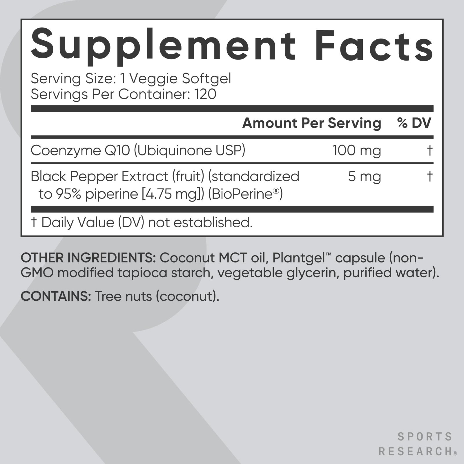 CoQ10 100mg with Coconut Oil & Bioperine for Enhanced Absorption | Vegan, Non-GM