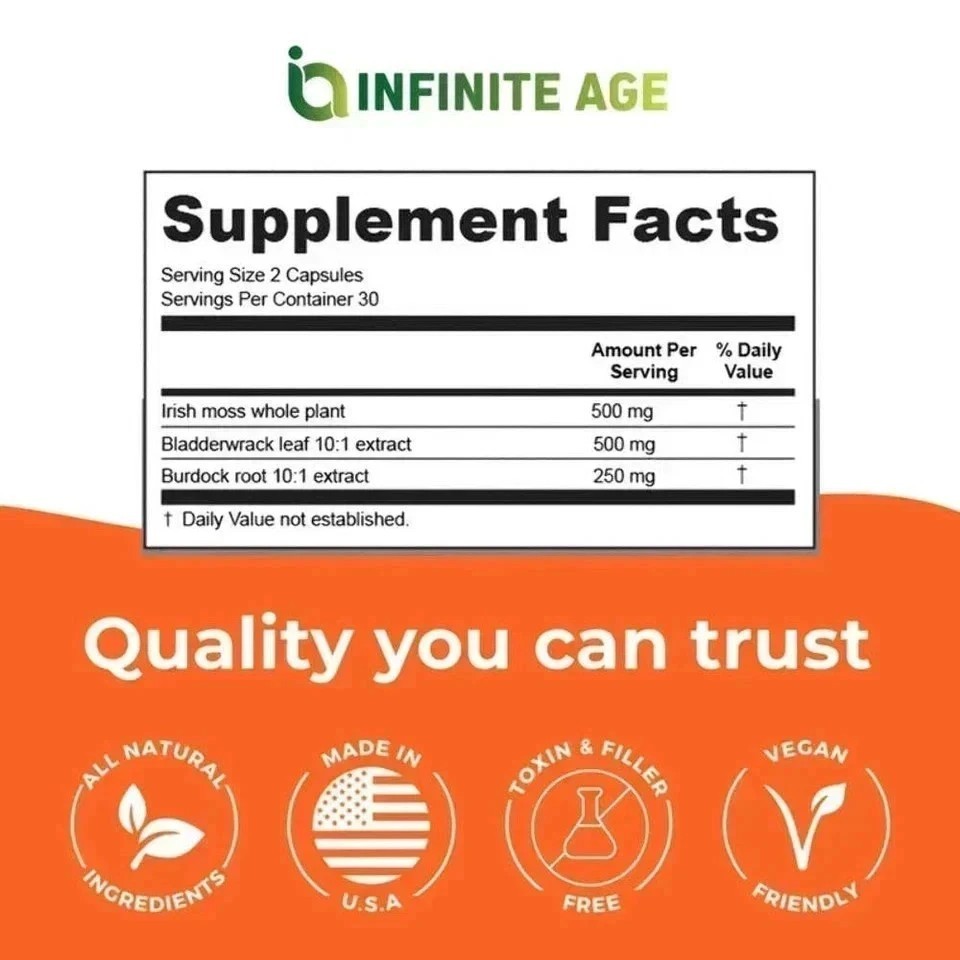 1/2/3 Pack INFINITE AGE Sea Moss Advanced 1250mg Superfood High-Potency