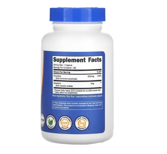 Nutricost, Vanadium with Chromium, 2 PACK, 2 mg , 180 Capsules each (360 total!)