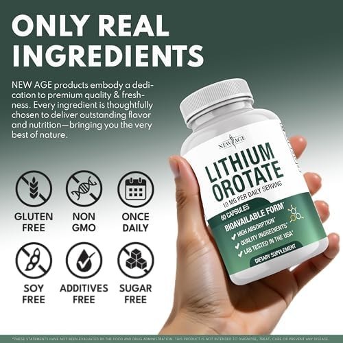 Lithium Orotate 10mg | 5mg Per Capsules | High Bioavailability Trace Mineral | P