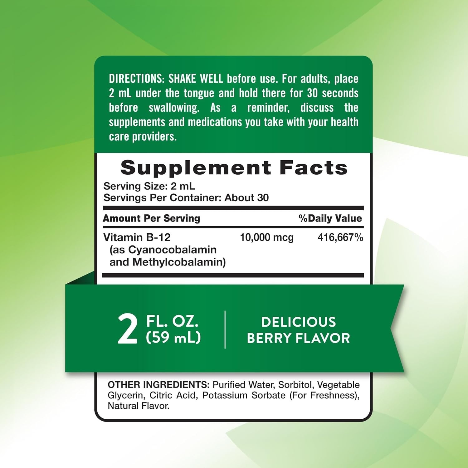 10,000 mcg B12 Sublingual Drops | Fast-Acting & Gluten-Free | Berry Taste
