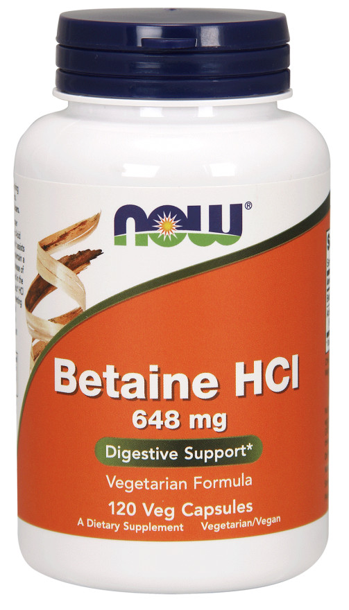 NOW Foods BETAINE HCL Pepsin 120 Cap hydrochloride hci digestive enzyme 07/26EXP