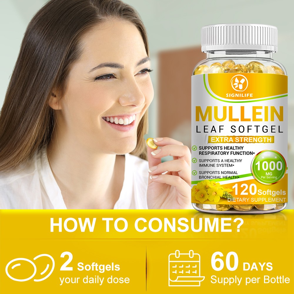 Mullein Leaf Capsules 1000mg – Support Lung Cleanse Respiratory Health Vegan