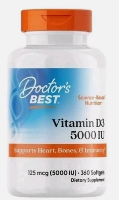 New & Sealed Doctor’s Best Vitamin D3 5000 IU 125 mcg 360 Softgels EXP 06/2027
