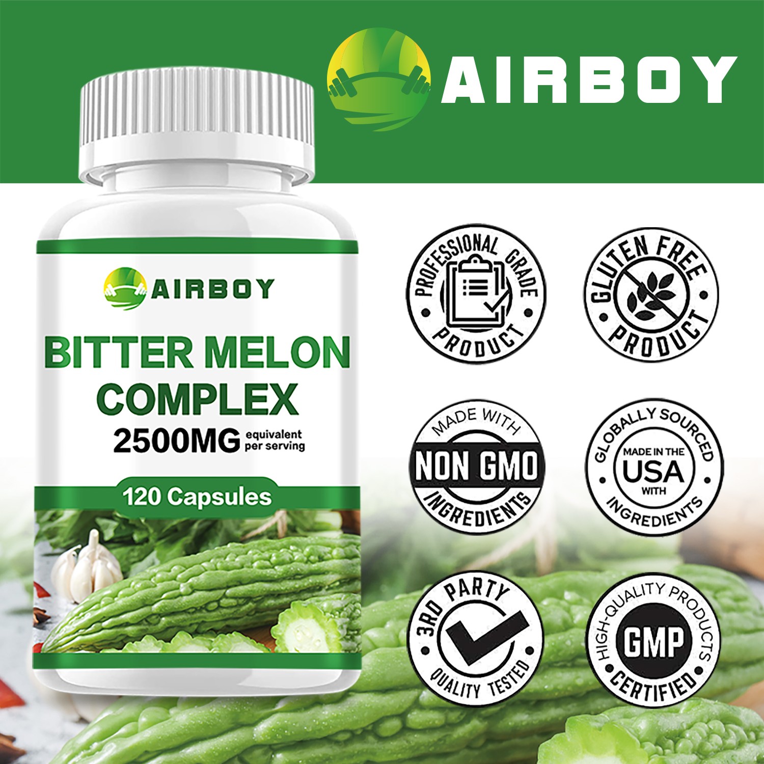 Bitter Melon Complex 2500mg -Reduces Blood Sugar, Weight Loss, Enhances Immunity