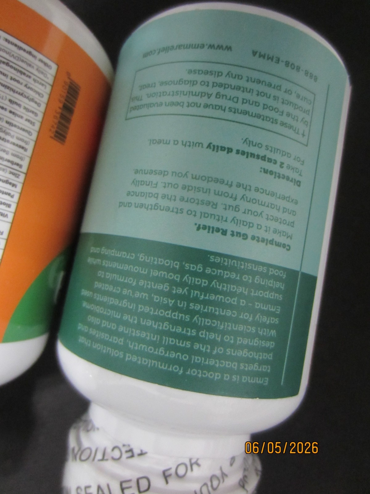 180 Count -Gas and Bloating Relief EMMA Constipation for Gut Health Supplement