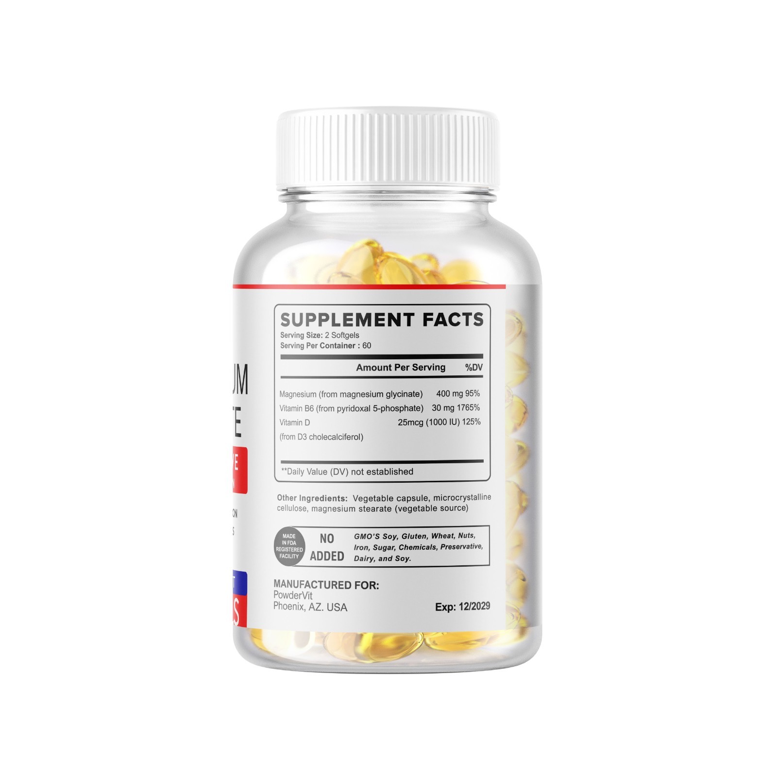 Magnesium Glycinate 400mg – 240 Softgels For Bone, Sleep Stress Relief Support