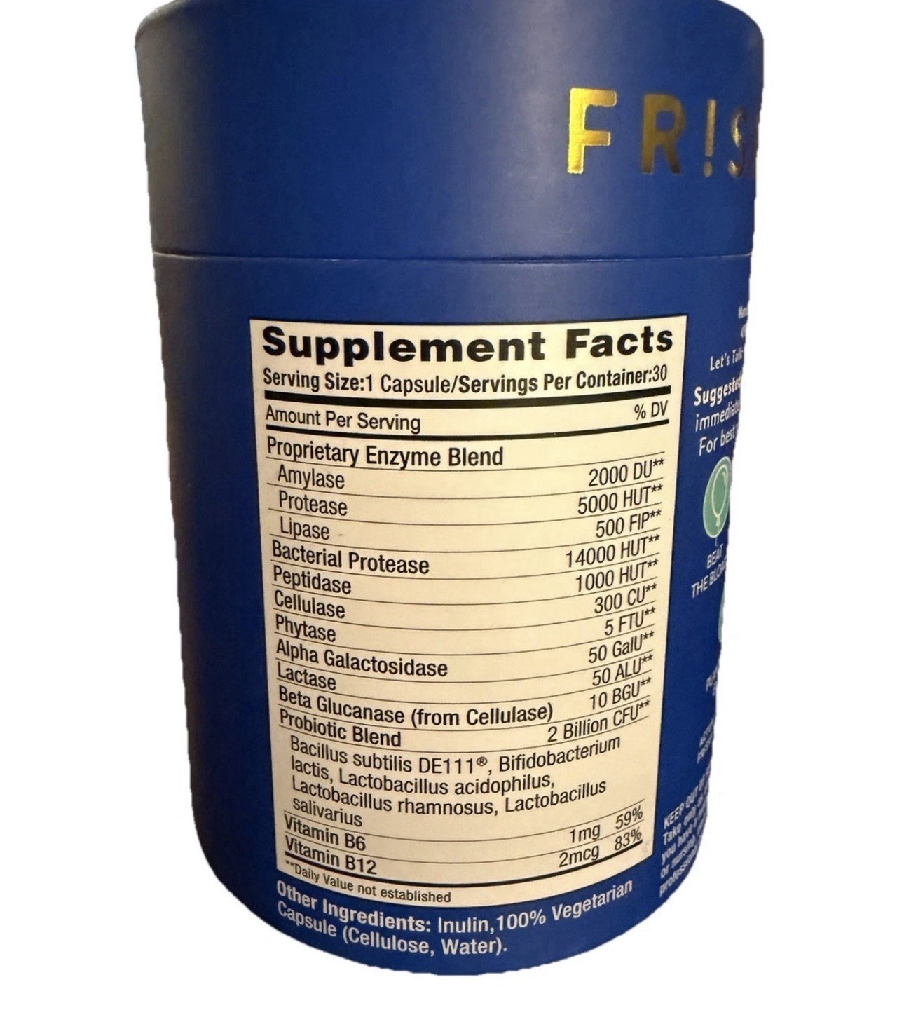 FRISKA Men’s Daily Digestive Enzyme and Probiotics with Lactase Exp 09/2026 New
