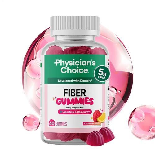 Physician’s Choice Fiber Gummies ideal for Digestive Health & Regularity – Raspb