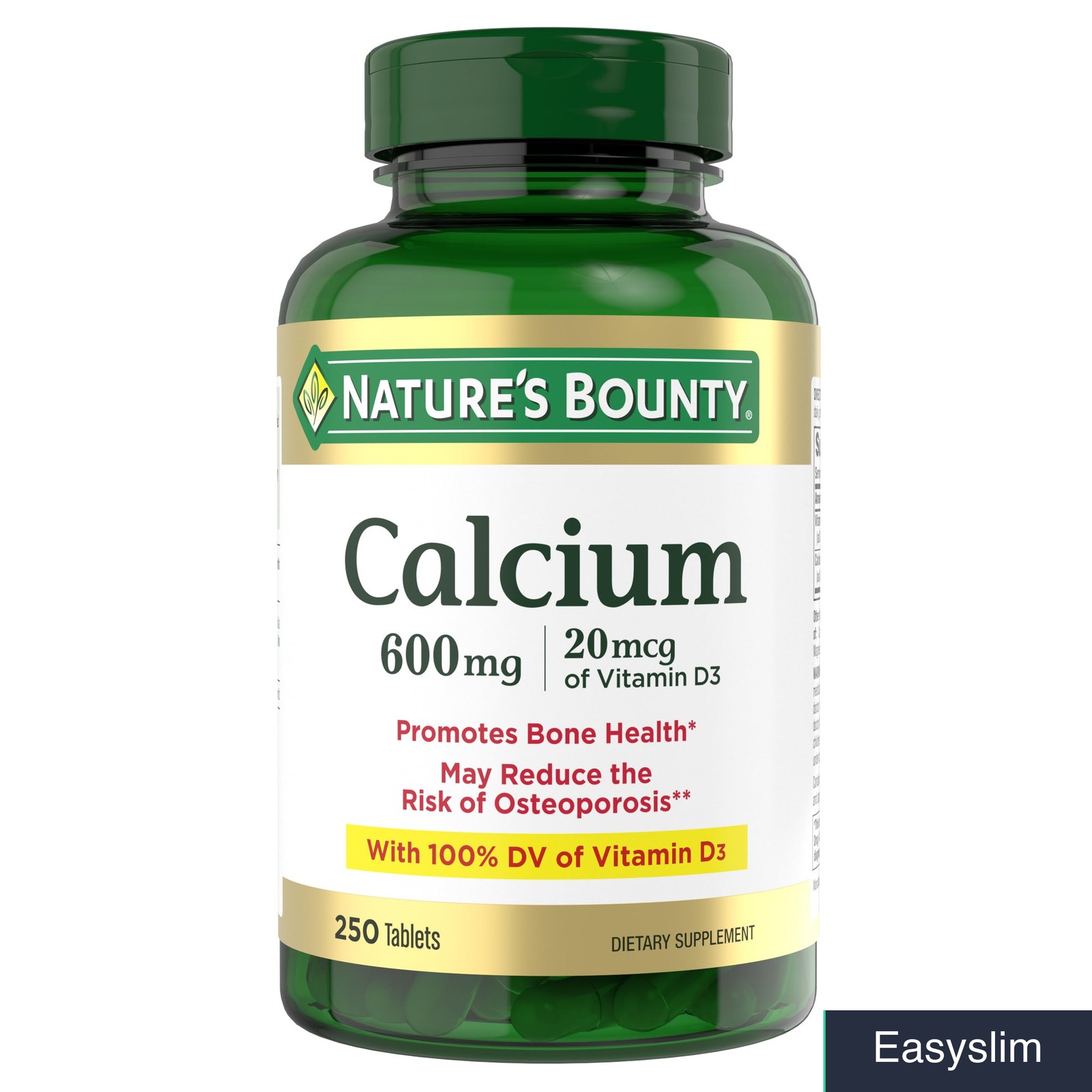 Calcium Carbonate Vitamin D3 Supplement 600mg 800 IU 250 Tablets