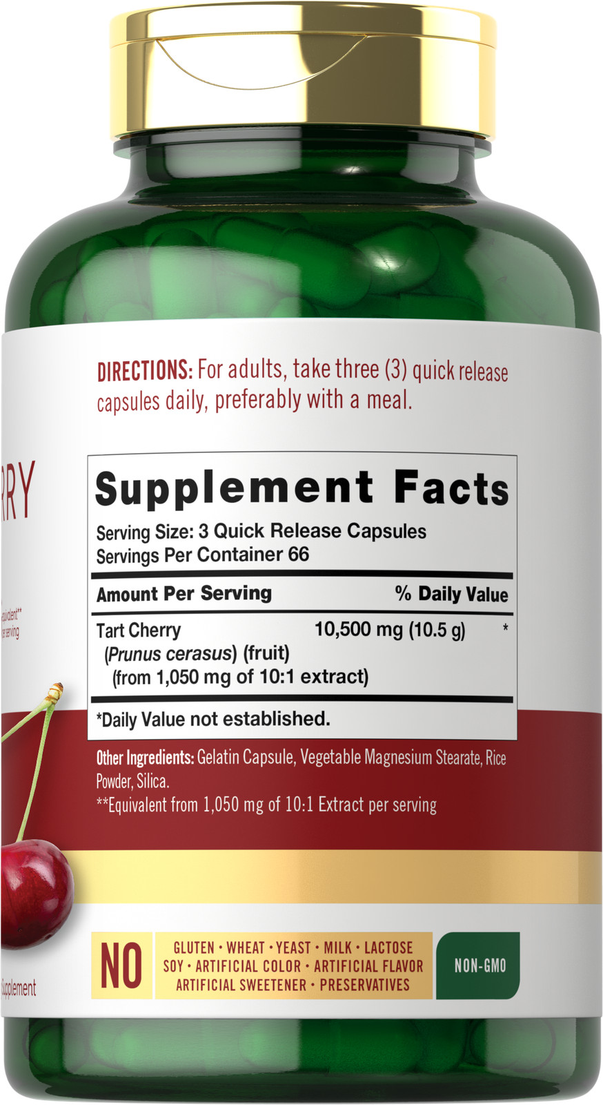 Tart Cherry Capsules 10,500mg | 200 Pills | Max Potency Extract | by Carlyle