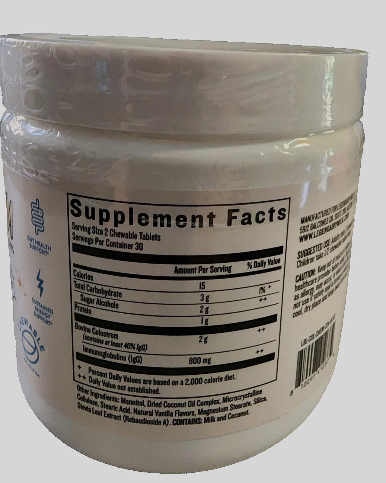 Legendairy Milk Colostrum Supplement Chewable Tablets – 60ct *EXP 07/2026*