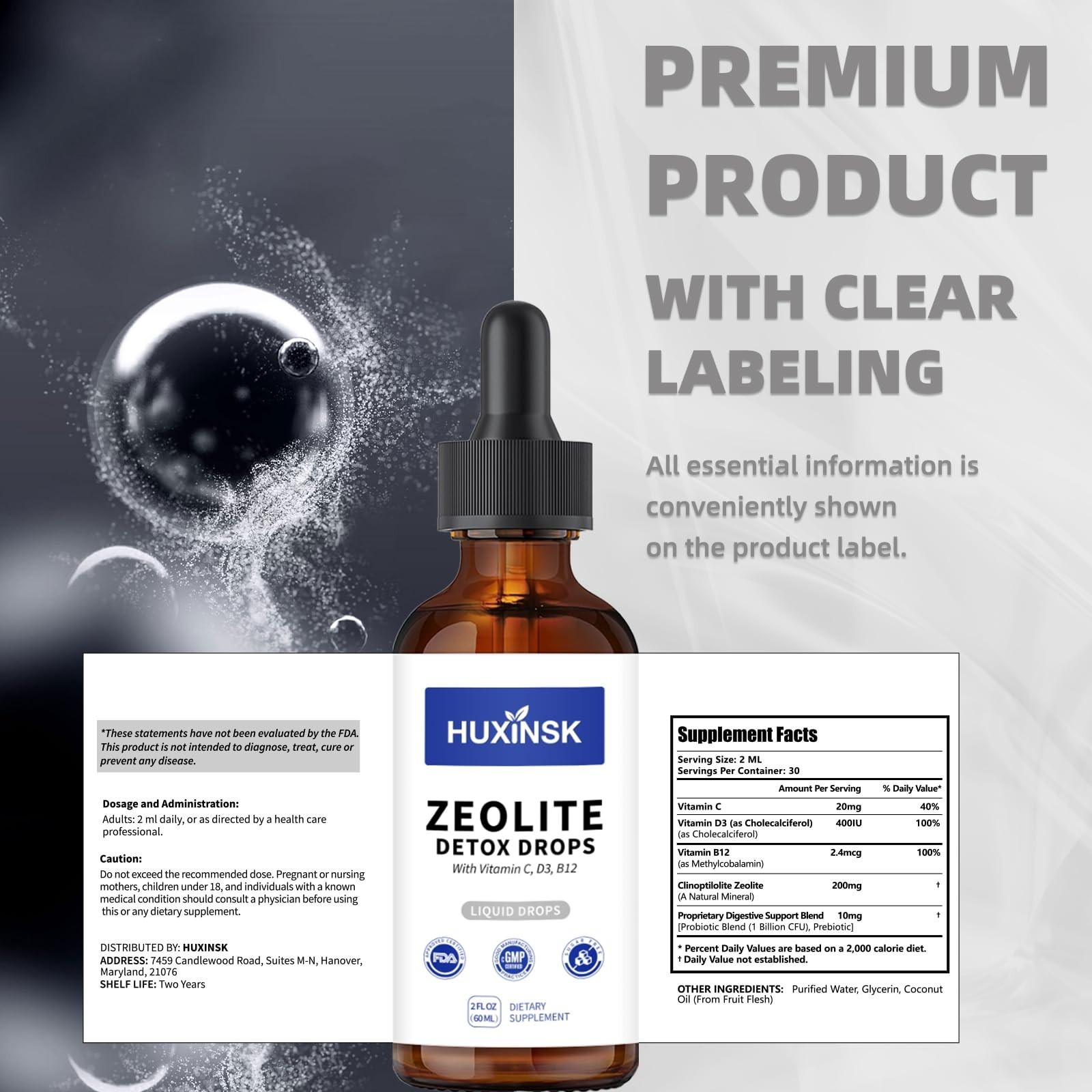 High-Absorption Liquid Zeolite Drops | All-Natural, Vegan Detox Formula | Health