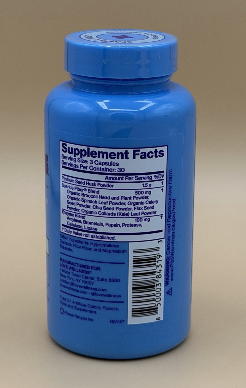Love Wellness Sparkle Fiber Regularity Capsules 90 Count Exp 10/2027 Sealed