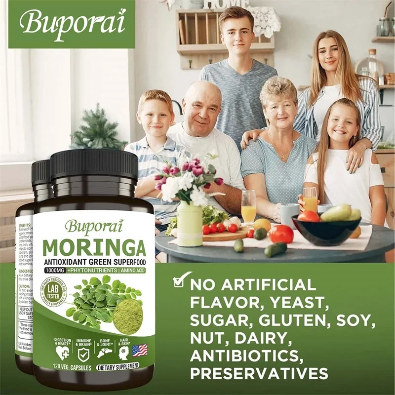 Moringa 120pcs,Energy Production, Supports Skin and Gut Health, Boosts Vitality